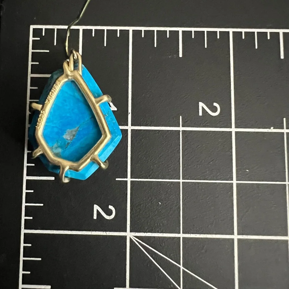 Kendra Scott Danielle Drop Earrings Blue Magnesite Gold Tone Medium Southwestern